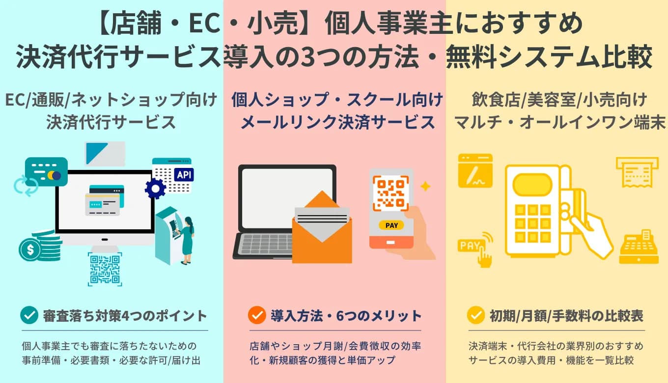 【無料あり】個人事業主におすすめの決済代行サービス31選！導入方法や選び方、審査落ち対策も解説のサムネイル画像