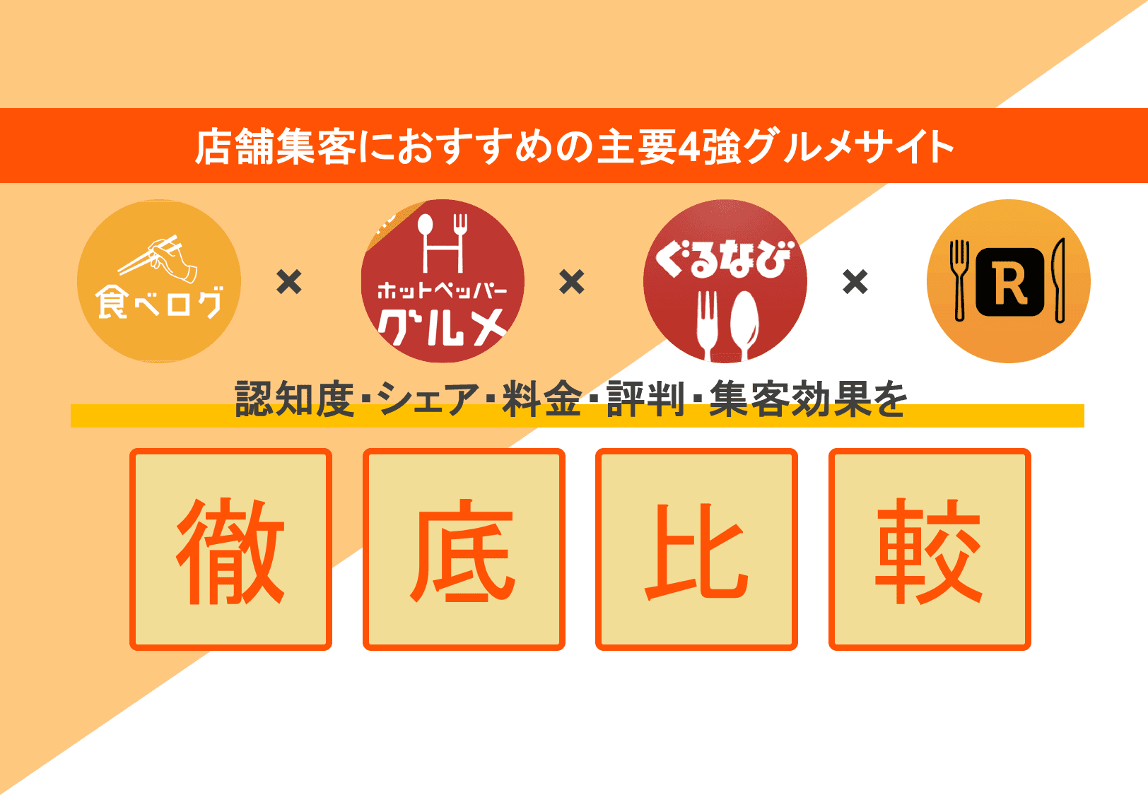 【食べログ×ホットペッパー×ぐるなび×Retty】グルメ予約サイト主要4強の料金・評判・シェアを徹底比較!
